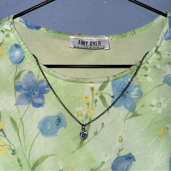 Vintage Y2K Amy Byer Dress Green Floral Size Medium - Picture 4 of 8